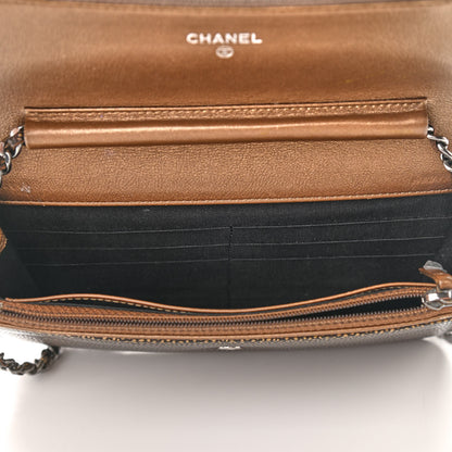 Chanel Metallic Caviar Timeless CC Wallet On Chain WOC Bronze 5 of 14