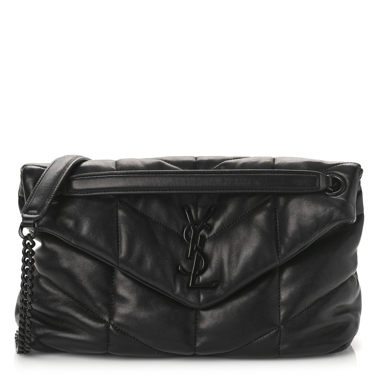Saint Laurent Lambskin Quilted Monogram Monochrome Small Loulou Puffer Chain Satchel Black 1 of 8