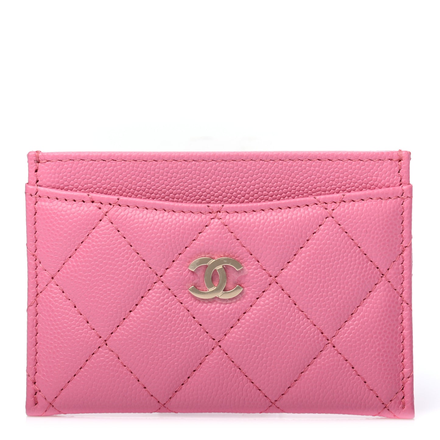 Caviar Quilted Card Holder Pink