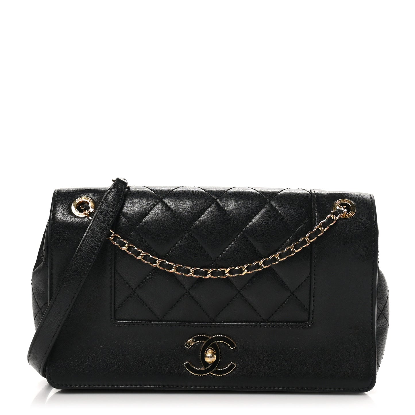 Sheepskin Quilted Medium Vintage Mademoiselle Flap Black