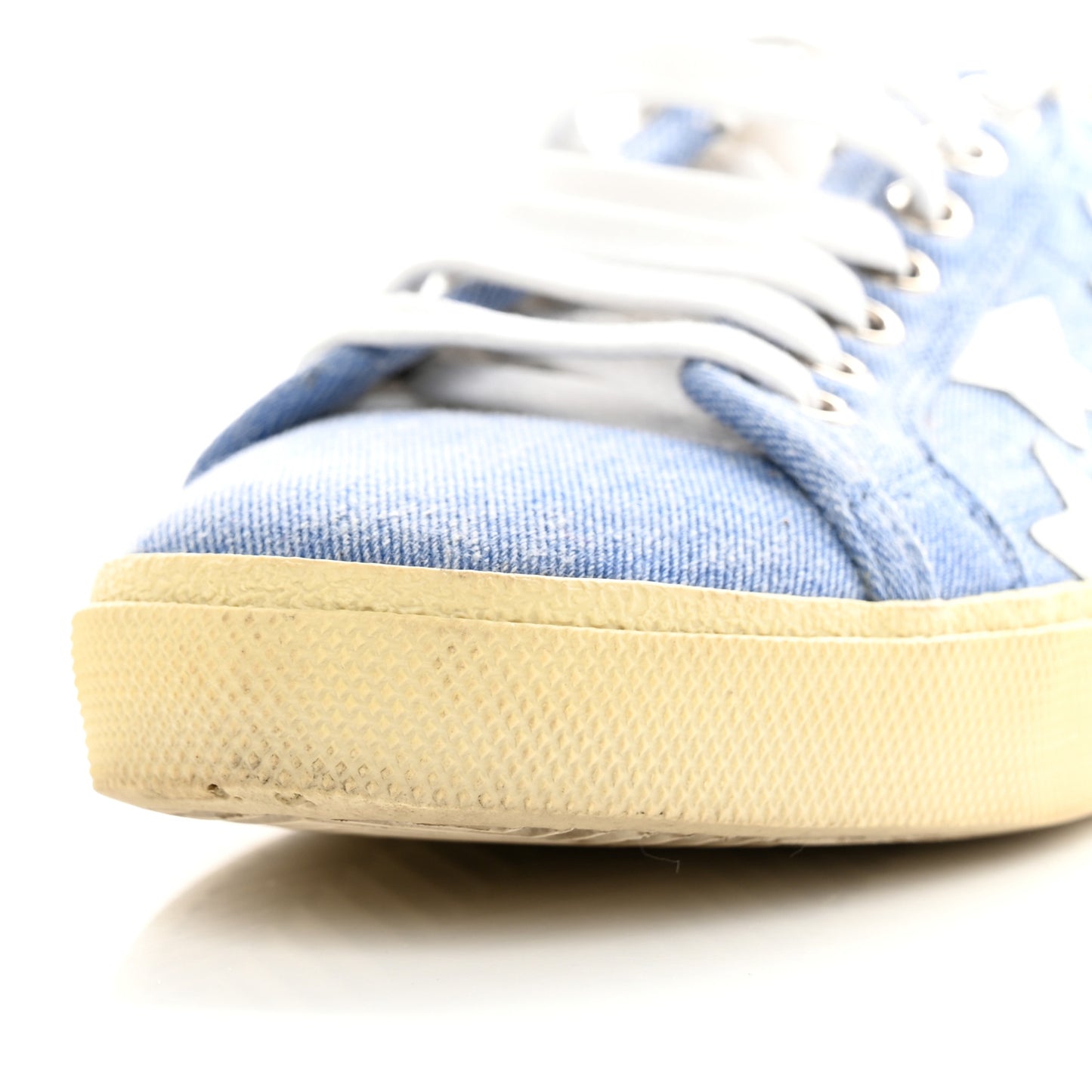 Denim Calfskin Star Court Sneakers 37 Blue