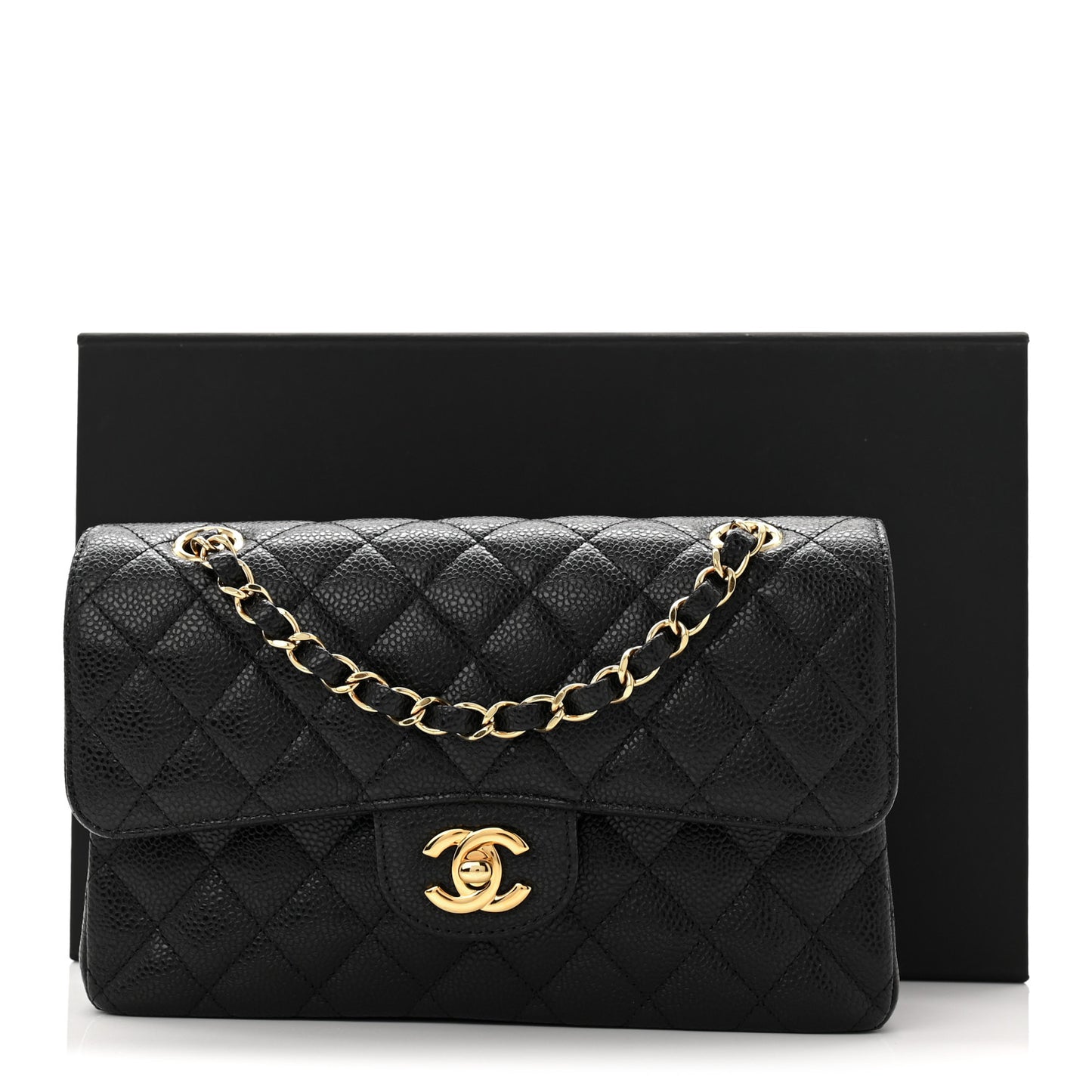 Caviar Quilted Small Double Flap Black