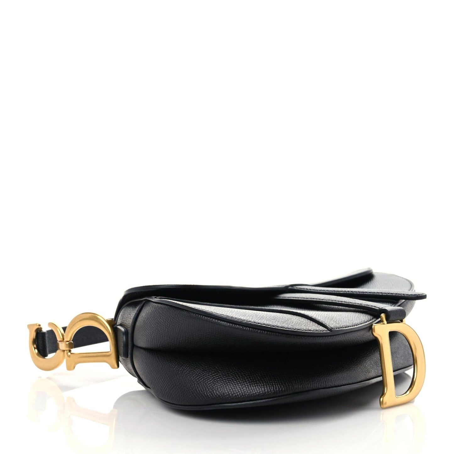 Grained Calfskin Saddle Bag Black