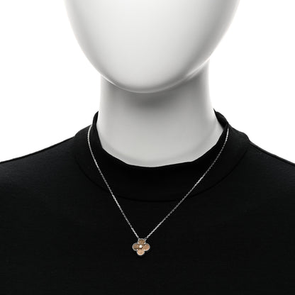 Van Cleef & Arpels 18K White Rose Gold Diamond Guilloche Vintage Alhambra Pendant Necklace 2 of 5