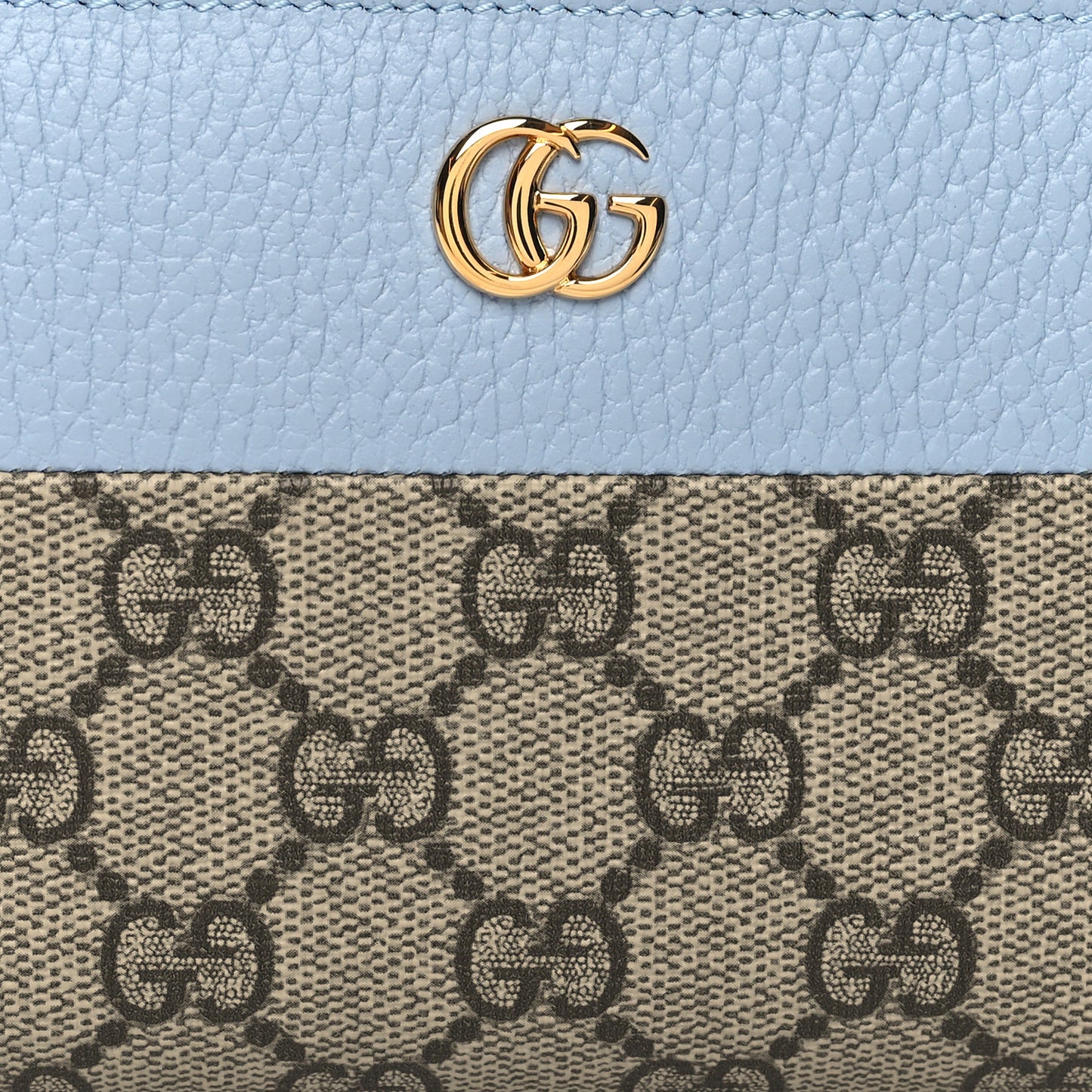 Dollar Calfskin GG Supreme Monogram GG Marmont Zip Around Wallet Mineral Blue Beige Ebony