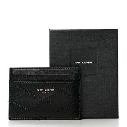 Saint Laurent Grain De Poudre Matelasse Chevron Monogram Credit Card Case Red 22 of 22
