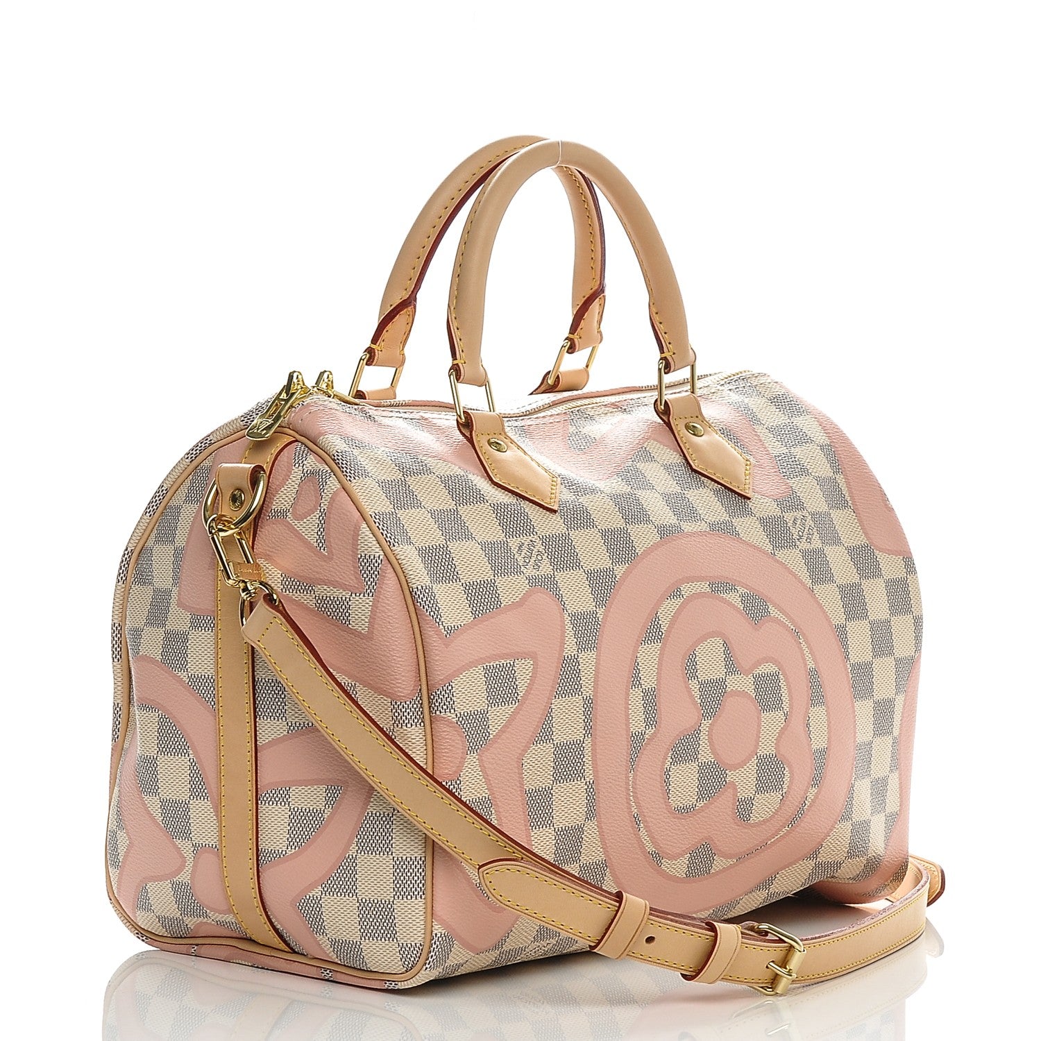 Louis Vuitton Damier Azur Tahitienne Speedy Bandouliere 30 Rose Ballerine 3 of 6