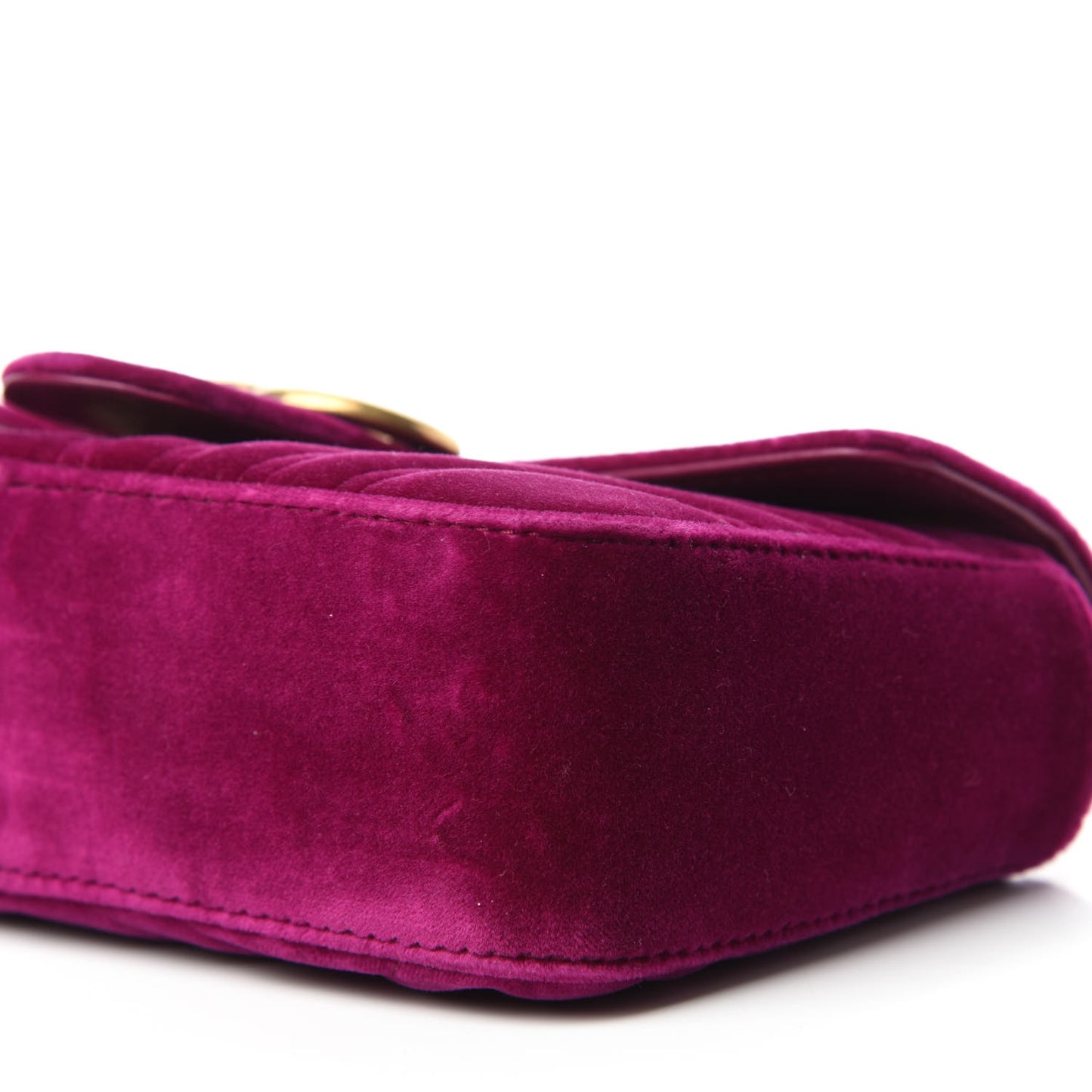 Velvet Matelasse Mini GG Marmont Shoulder Bag Fuchsia Violet Cyclamen