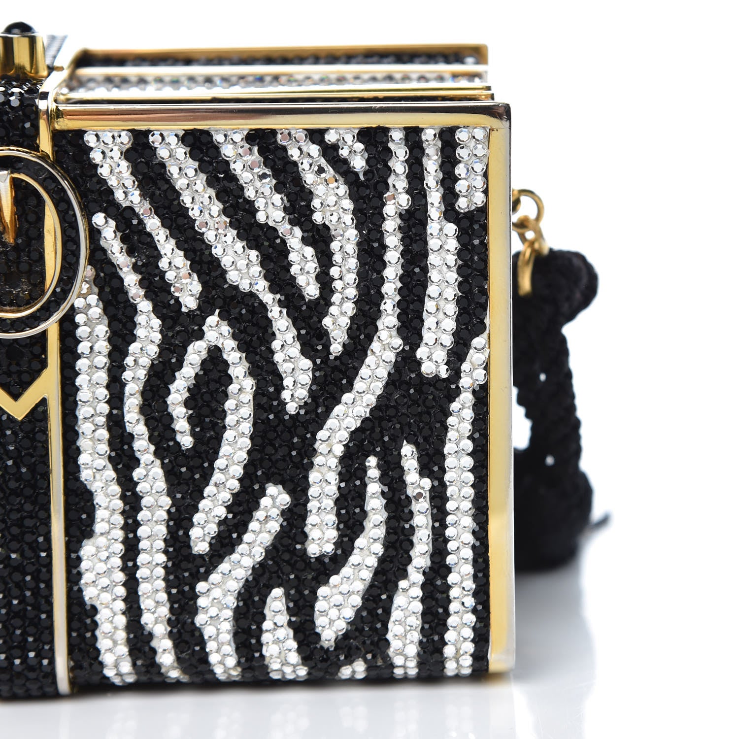 Judith Leiber Swarovski Crystal Zebra Miniaudiere Clutch Black Silver 9 of 17