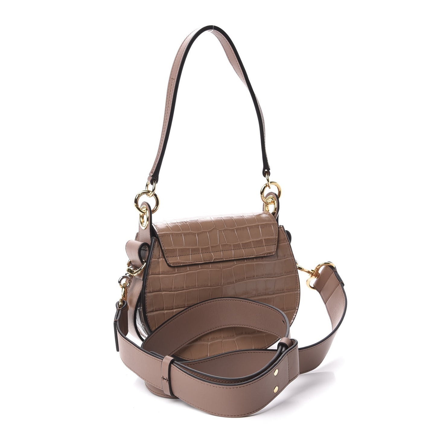 Calfskin Crocodile Embossed Small Tess Bag Woodrose