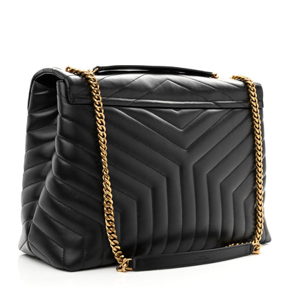 Saint Laurent Calfskin Y Quilted Monogram Large Loulou Chain Satchel Black 3 of 11