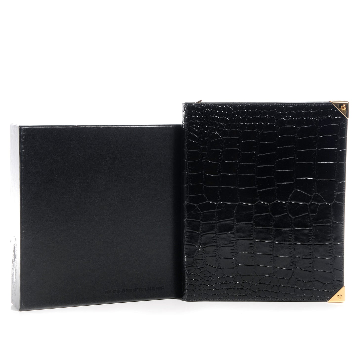Calfskin Crocodile Embossed Leather Prisma iPad Case Black