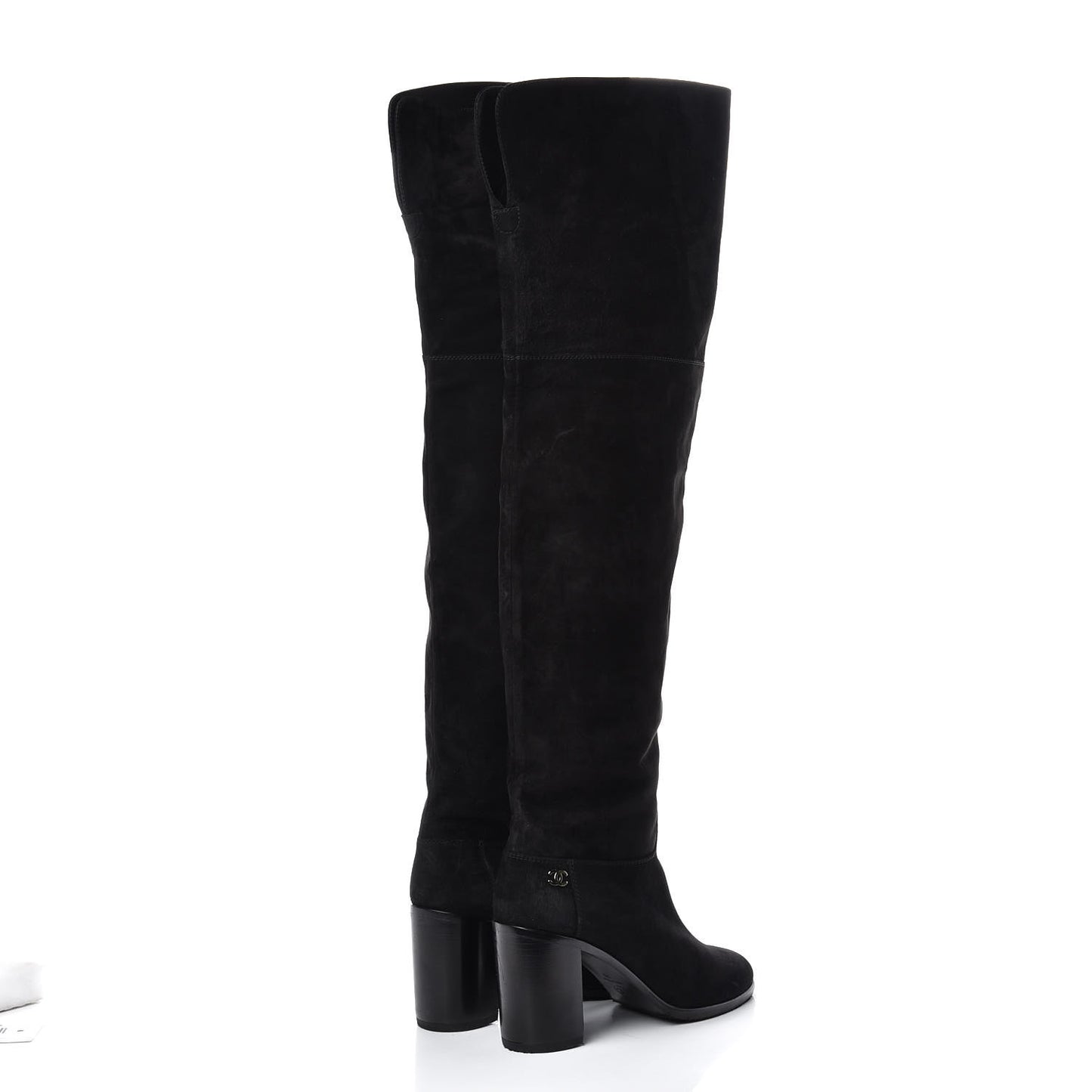 Suede Calfskin CC Over The Knee Boots 39 Black