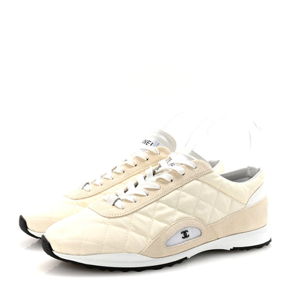 Chanel Nylon Suede Quilted Womens Sneakers 38.5 White 4 of 9