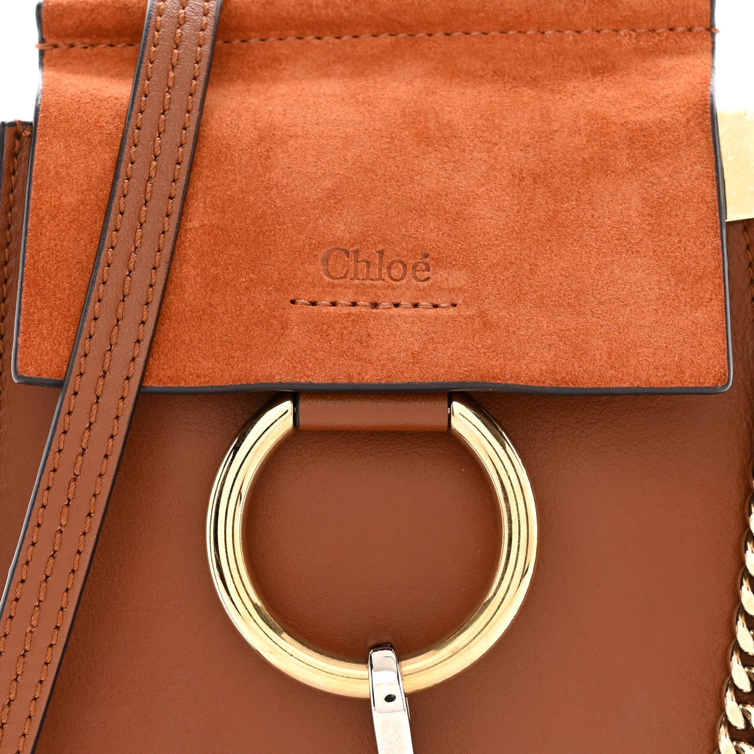 Chloe Suede Calfskin Mini Faye Bracelet Bag Tobacco 8 of 10