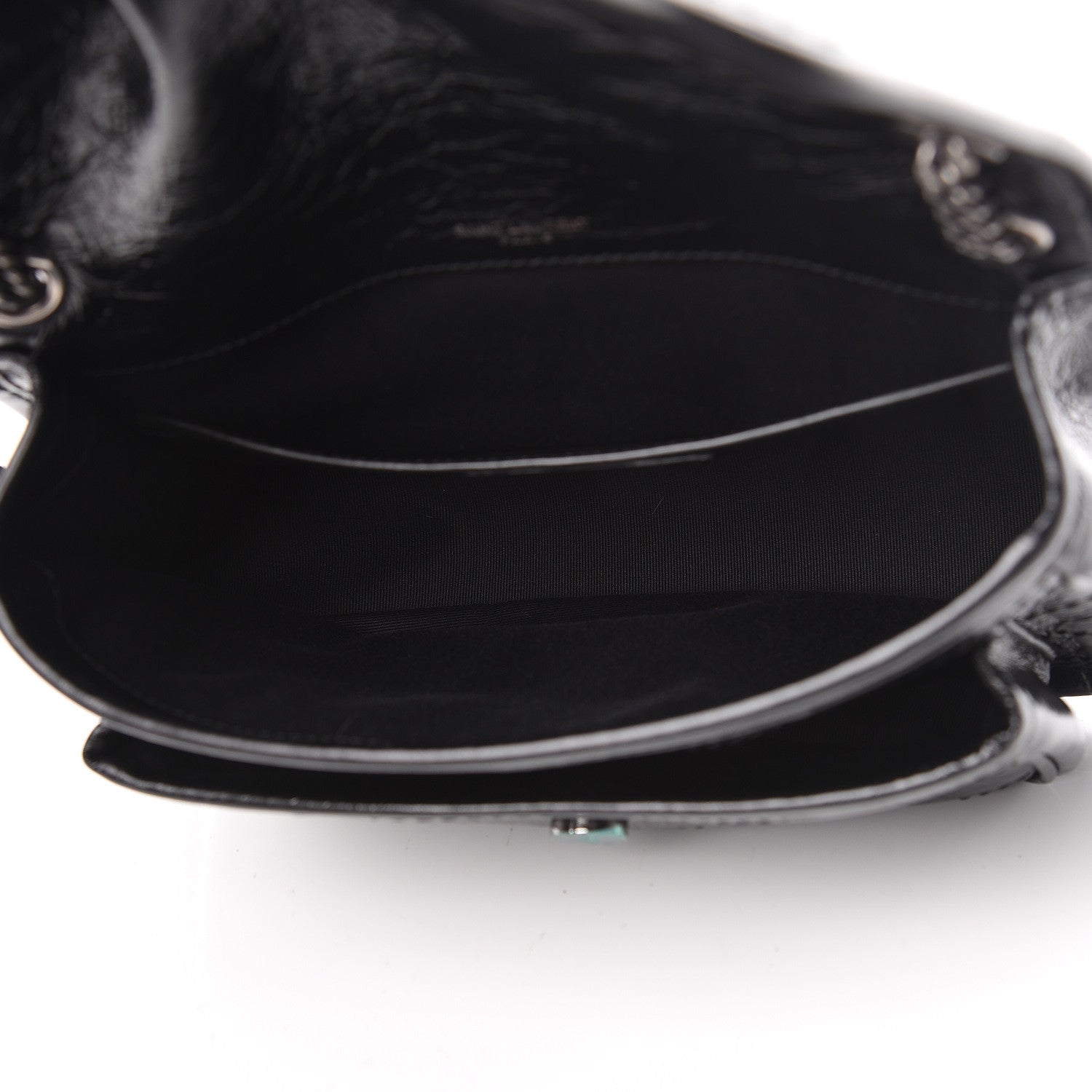 Saint Laurent Crinkled Calfskin Matelasse Monogram Baby Niki Chain Satchel Black 5 of 10