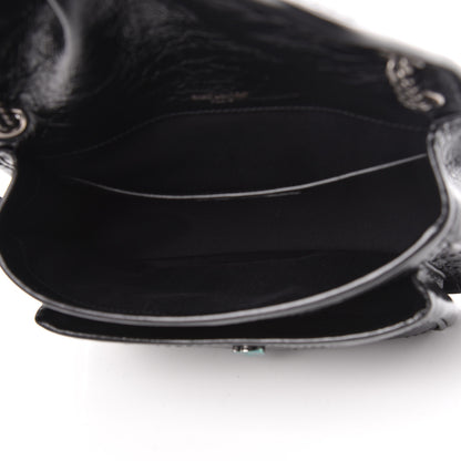 Saint Laurent Crinkled Calfskin Matelasse Monogram Baby Niki Chain Satchel Black 5 of 10