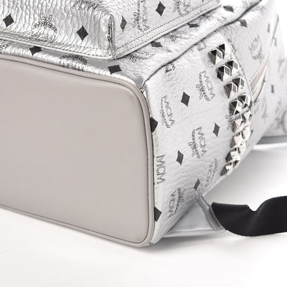 MCM Visetos Small Side Stud Stark Backpack Silver 6 of 8