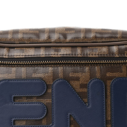 Fendi X FILA Glazed Fabric Vitello Century FF 1974 Mania Belt Bag Mogano Panna Blueberry 8 of 10