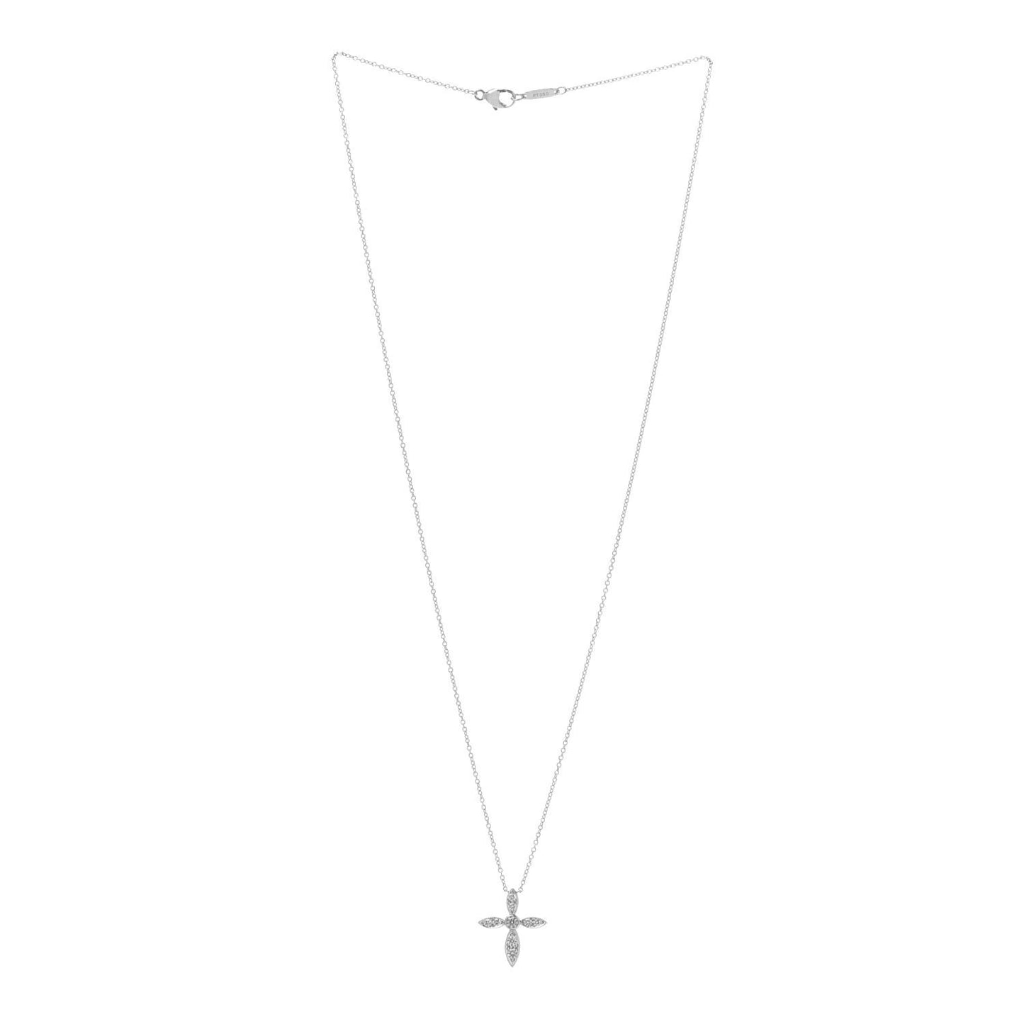 Platinum Diamond Illusion Cross Pendant Necklace