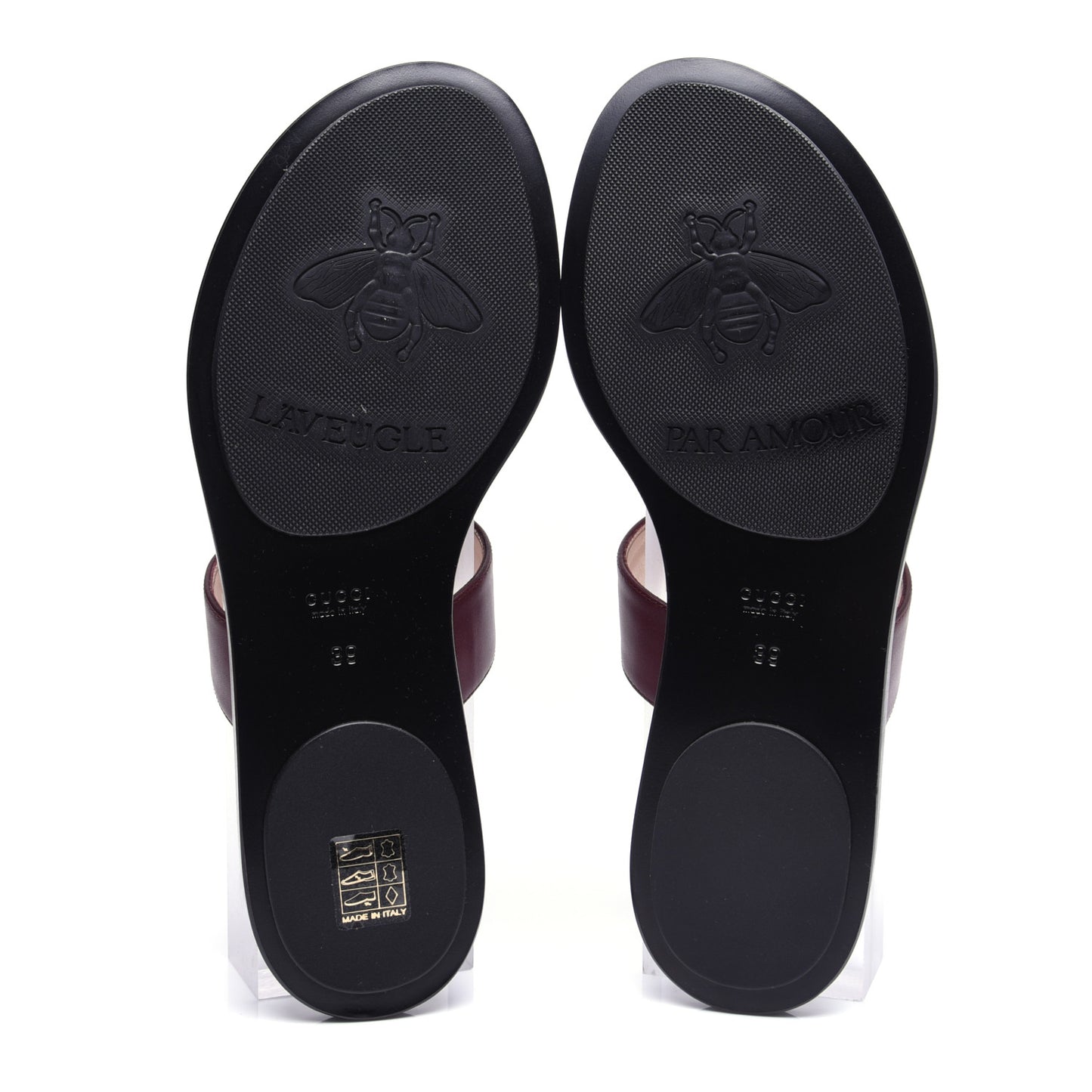 Calfskin GG Marmont Thong Sandals 39 Vintage Bordeaux