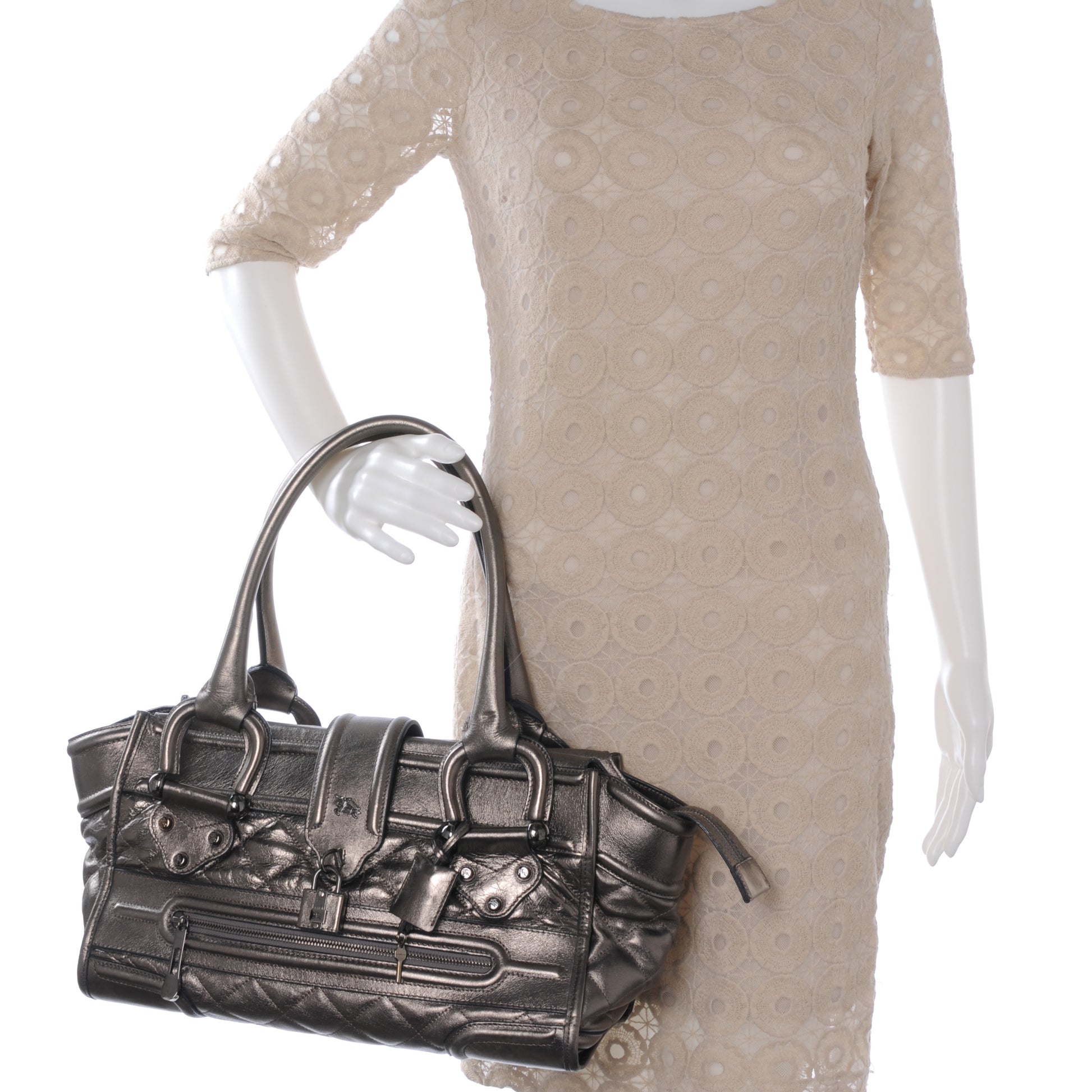Burberry Leather Quilted Large Manor Tote Nickel 2 of 9