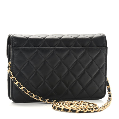 Chanel Calfskin Quilted Enchained Wallet On Chain WOC Black 3 of 10