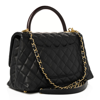 Chanel Caviar Lizard Embossed Quilted Small Coco Handle Flap Black 3 of 13