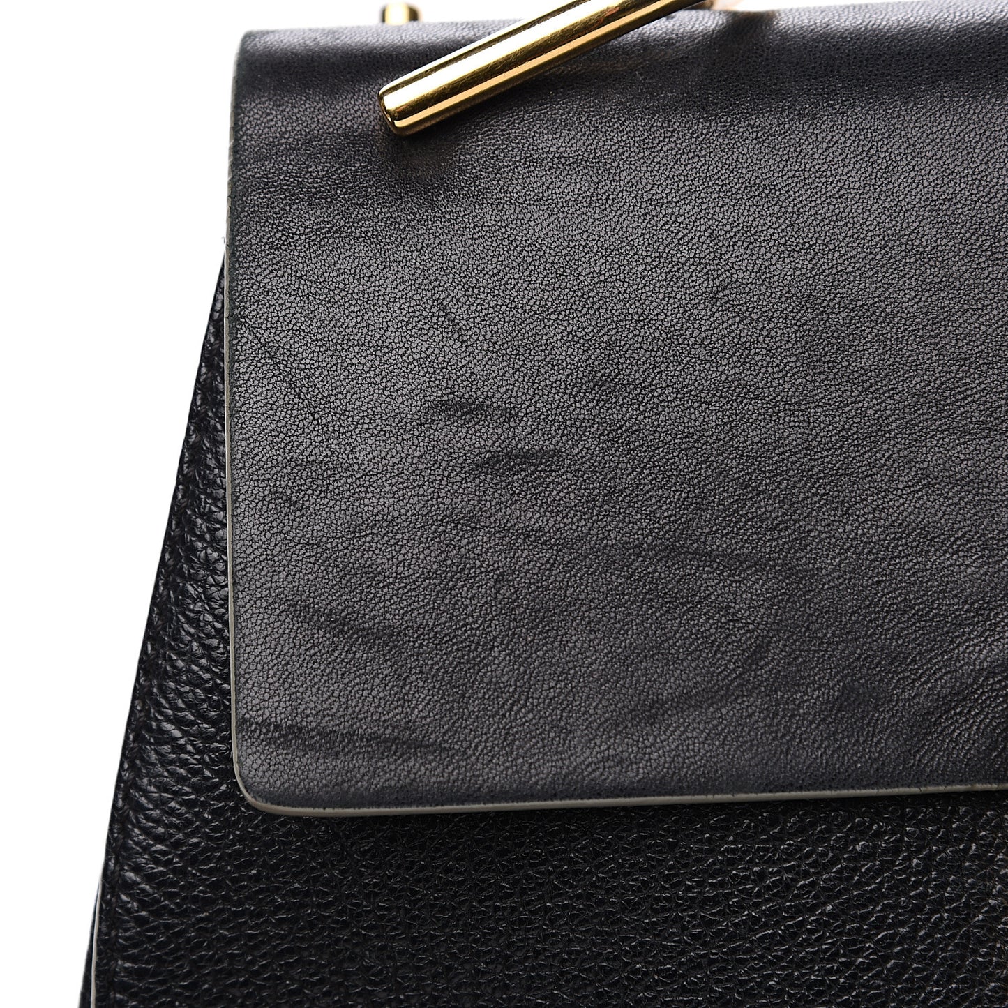 Grained Calfskin Lambskin Drew Shoulder Bag Black