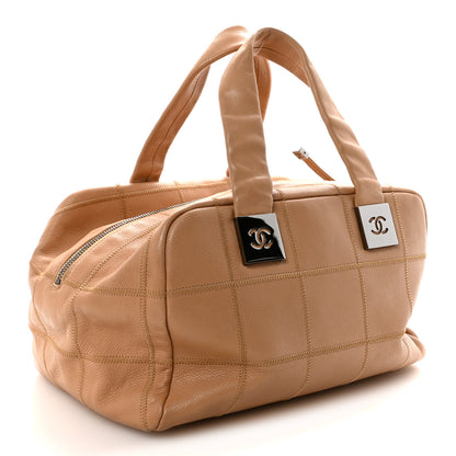 Chanel Caviar Square Stitched Bowler Beige 3 of 10