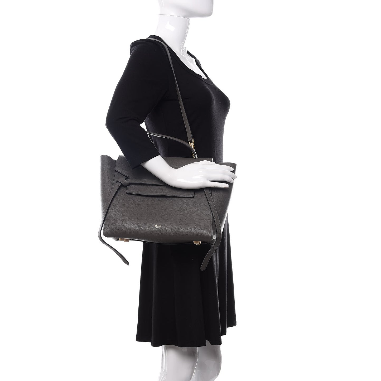 Grained Calfskin Mini Belt Bag Grey