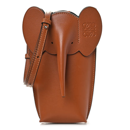 Loewe Calfskin Elephant Pouch Crossbody Bag Tan 1 of 9