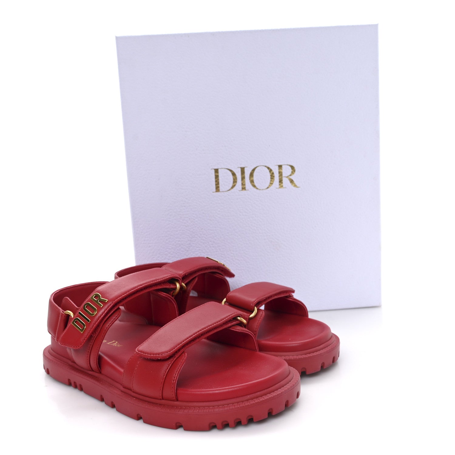 Christian Dior Lambskin Dioract 10mm Sandals 38.5 Cherry 1862988