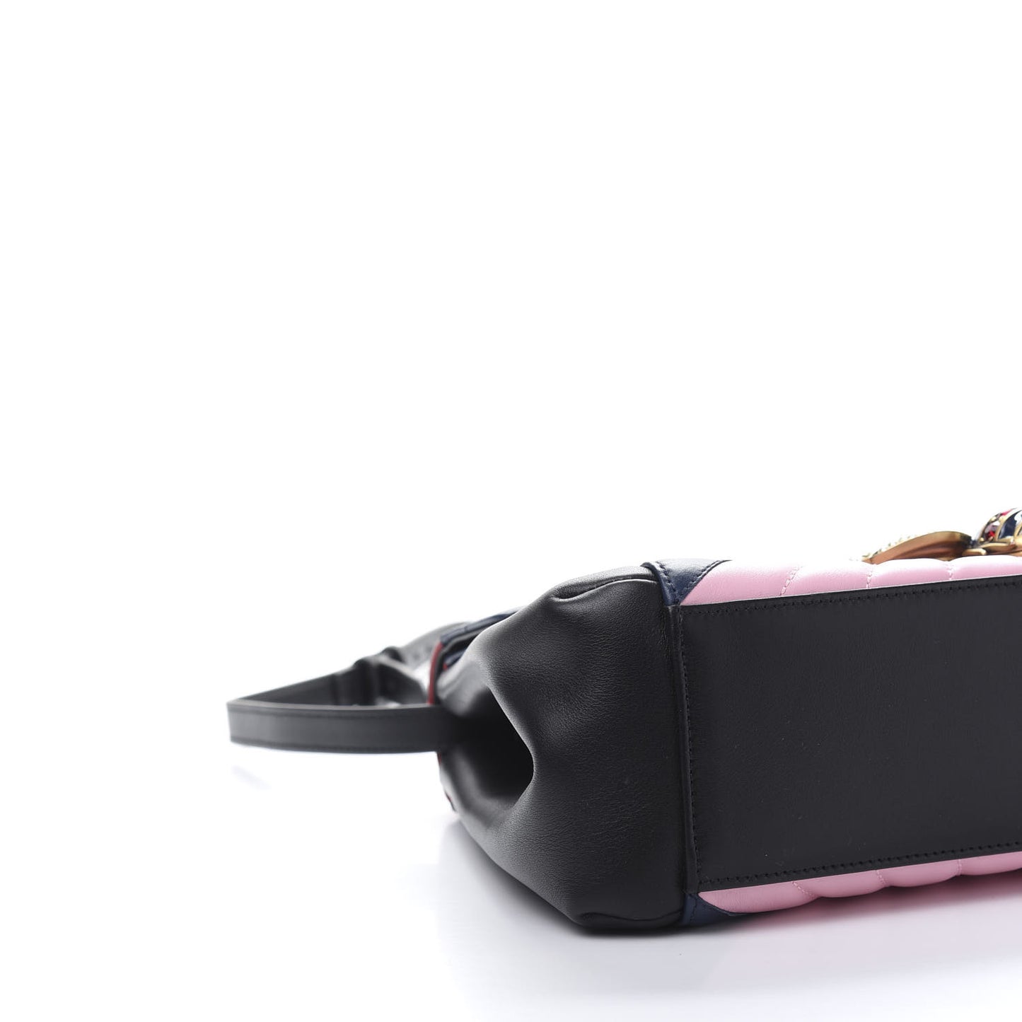 Calfskin Bamboo Trapuntata Queen Margaret Top Handle Bag Blue Agata Hibiscus Red Mystic White Sugar Pink