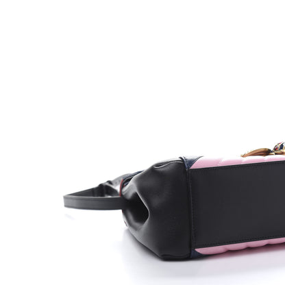Gucci Calfskin Bamboo Trapuntata Queen Margaret Top Handle Bag Blue Agata Hibiscus Red Mystic White Sugar Pink 6 of 13