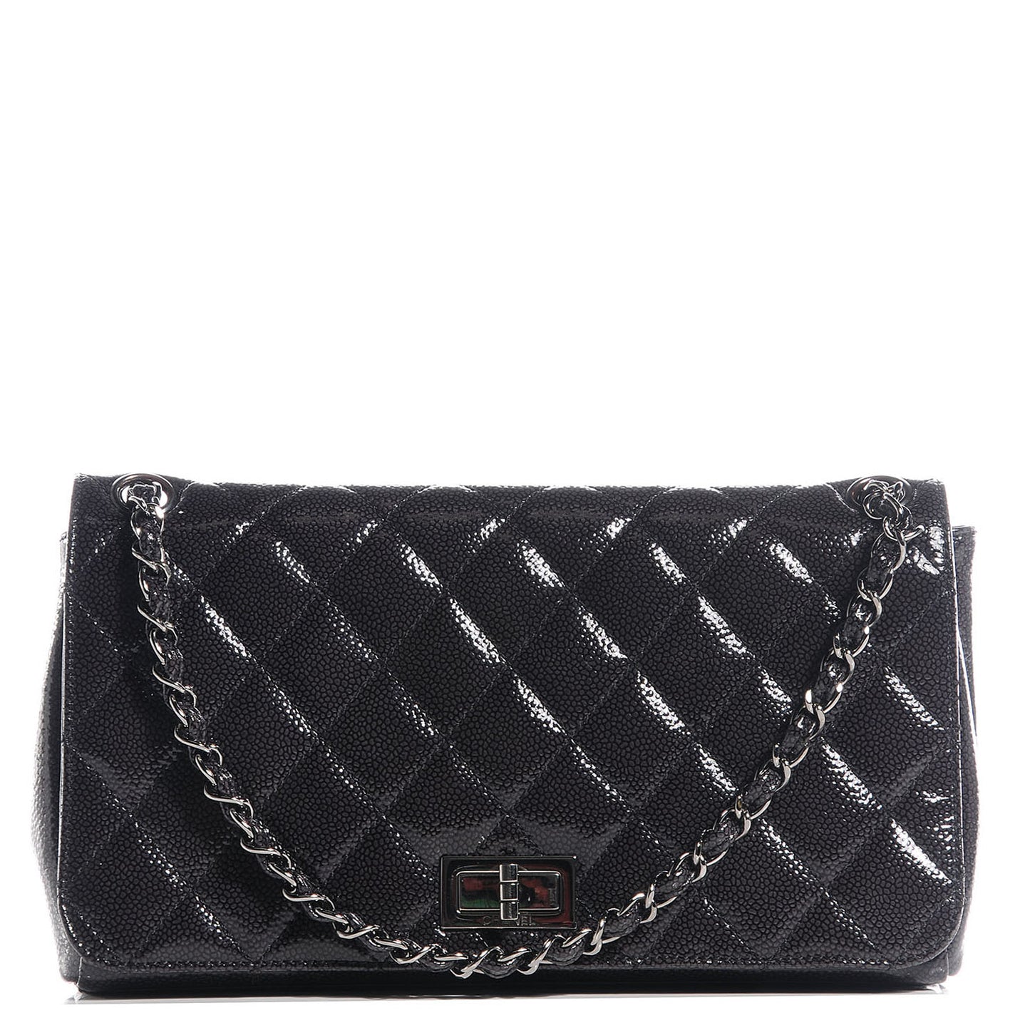 Glazed Caviar Diamond Shine Medium Flap Black