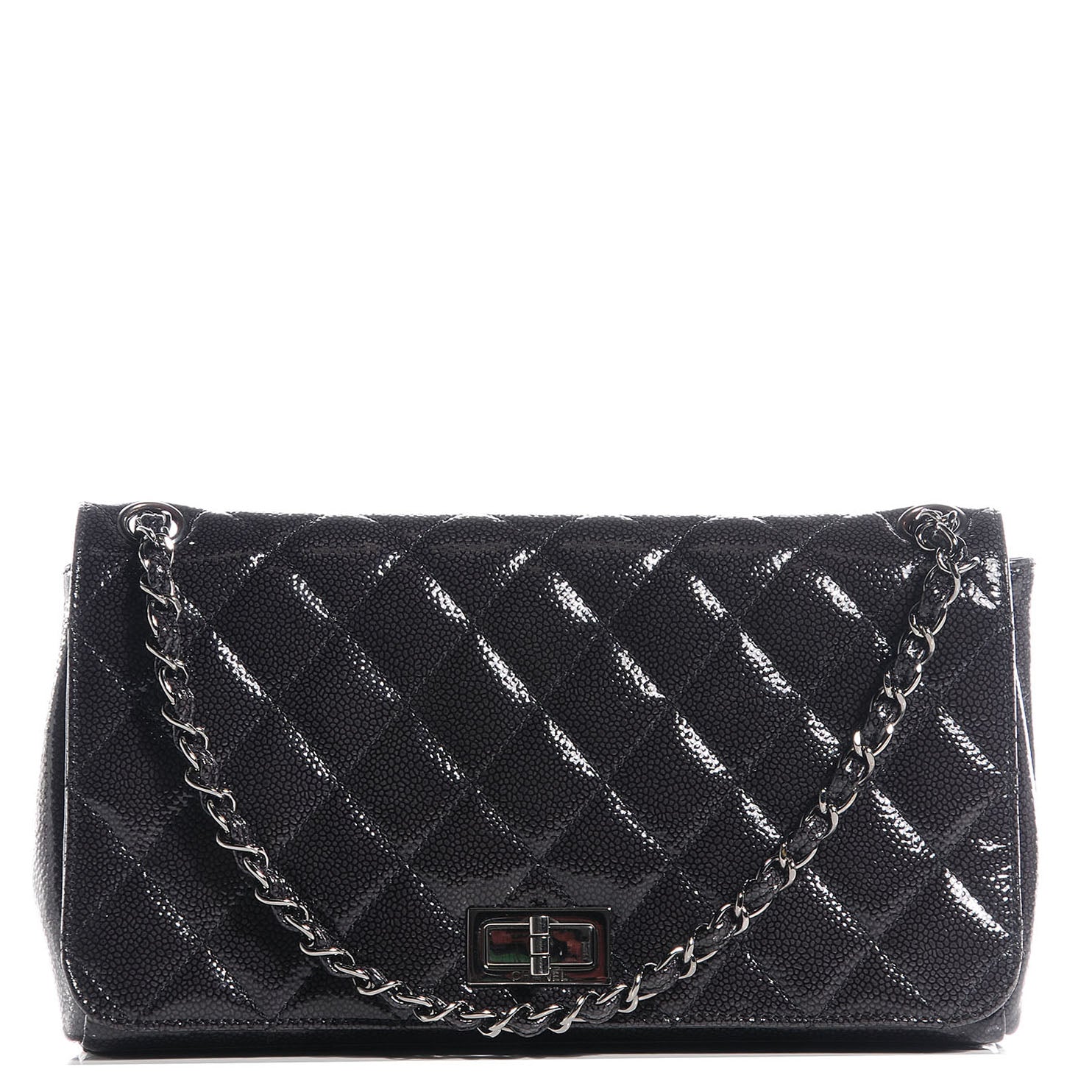 Chanel Glazed Caviar Diamond Shine Medium Flap Black 1 of 8