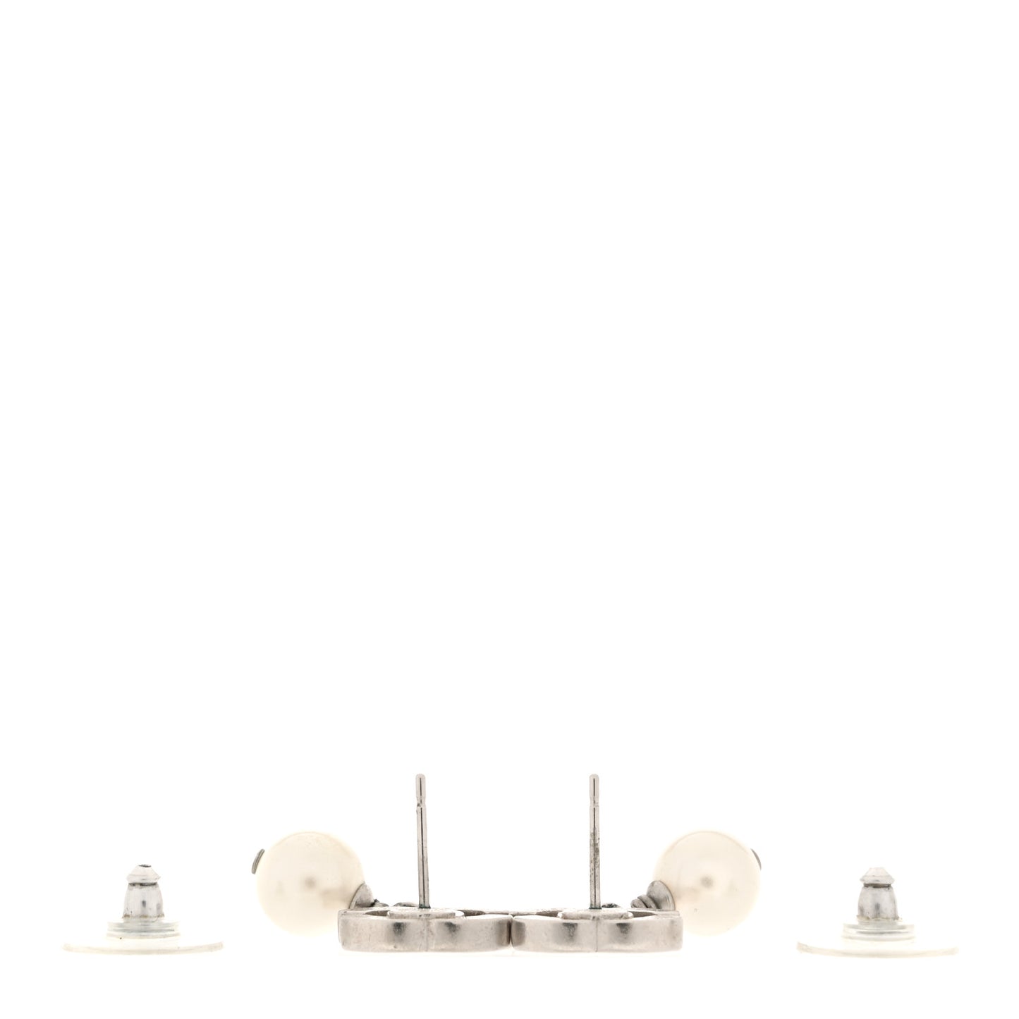 Pearl CC Drop Earrings Silver