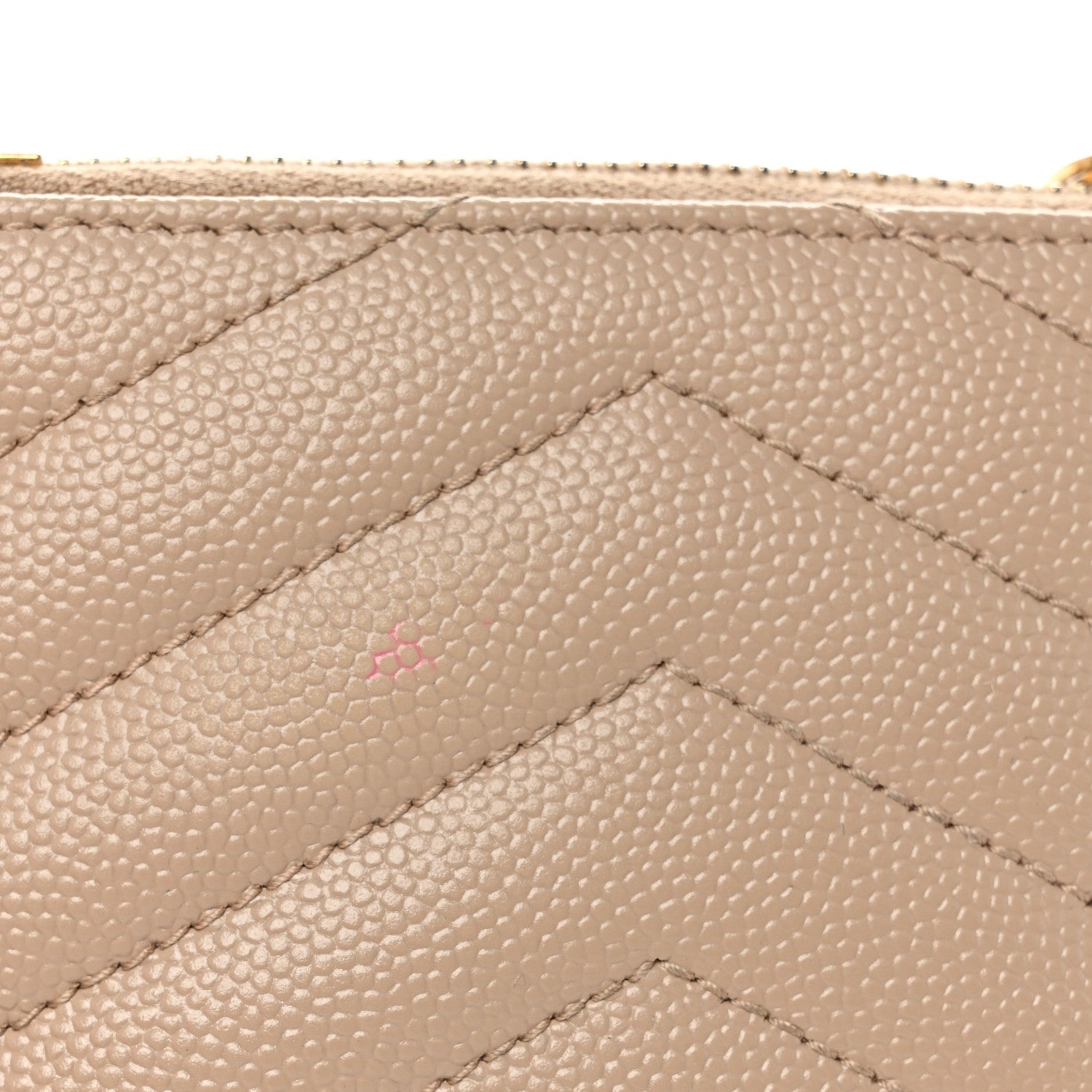 Saint Laurent Grain De Poudre Matelasse Chevron Monogram Zipped Card Case Nude Powder 8 of 11