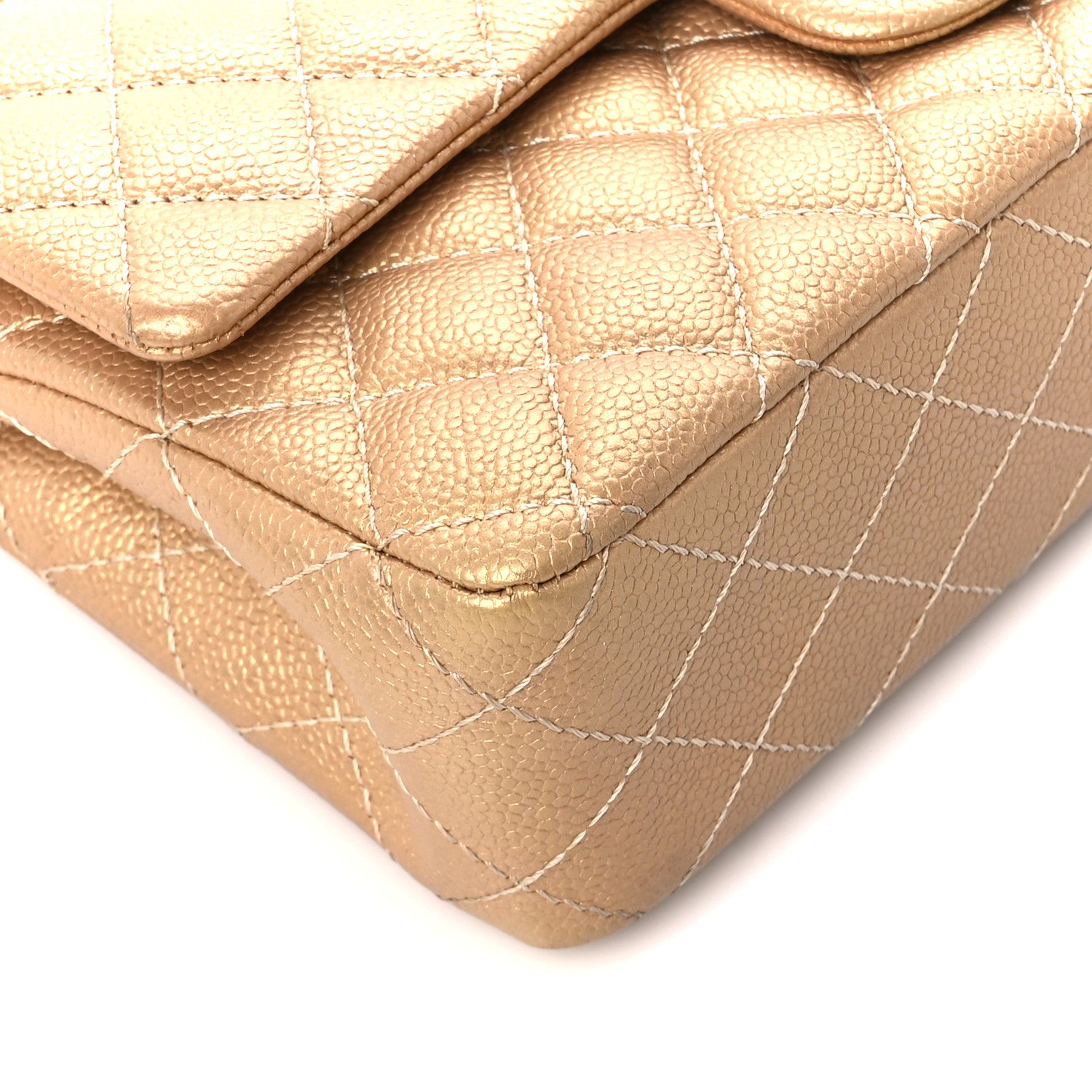 Chanel Metallic Caviar Quilted Medium Double Flap Gold 10 of 11