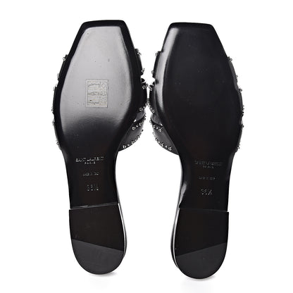 Saint Laurent Calfskin Grommet Tribute 05 Slide Sandals 36.5 Black 5 of 9