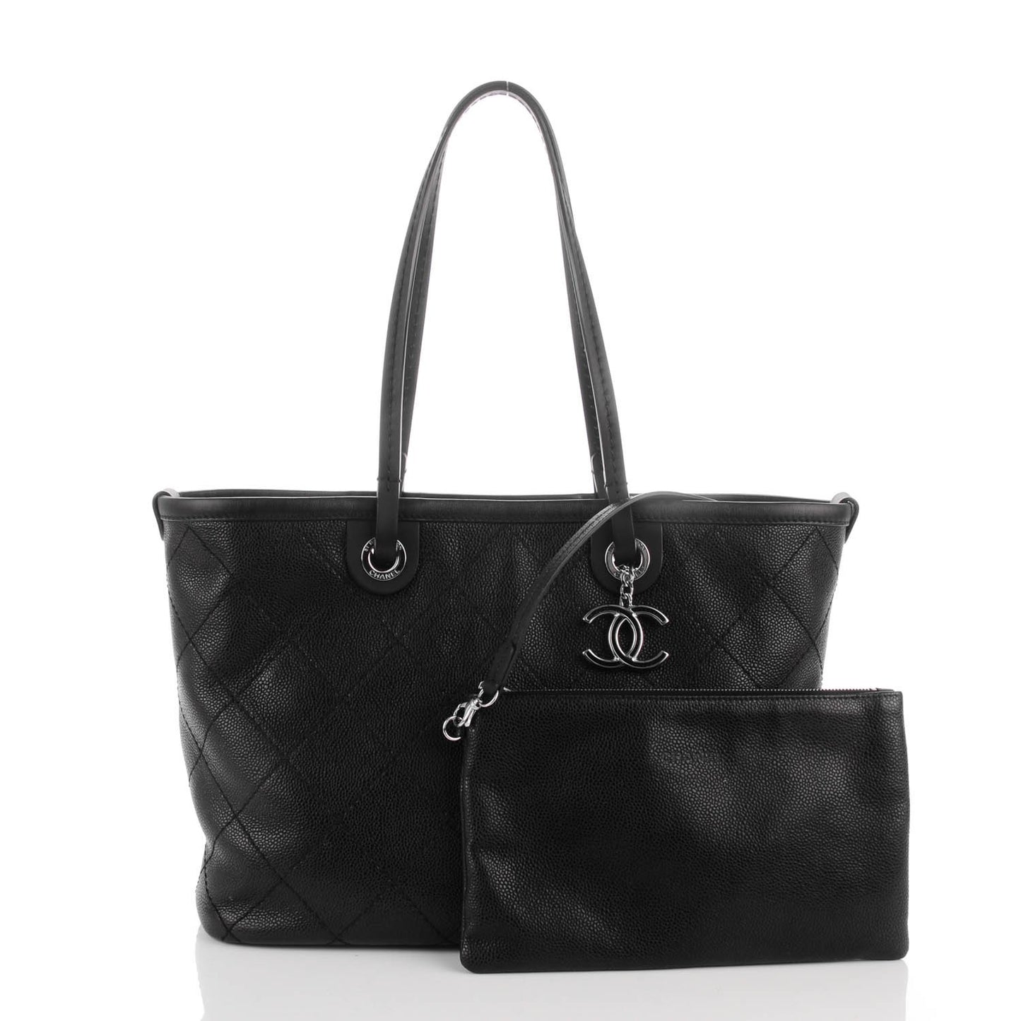 Grained Calfskin Shopping Fever Tote Black