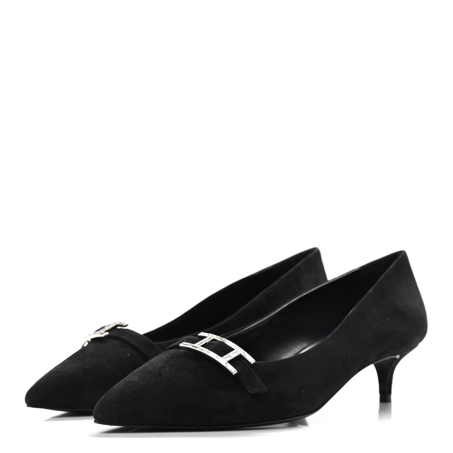 Hermes Suede Goatskin Blush 40 Pumps 36 Black 3 of 8