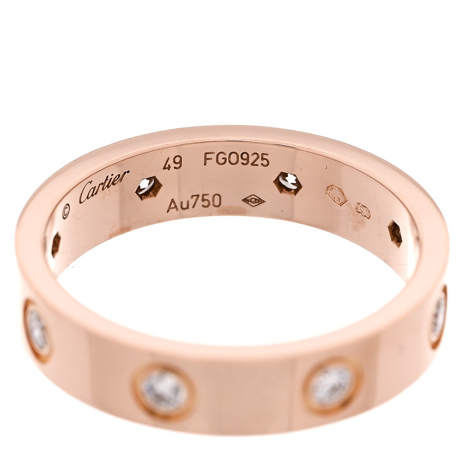 Cartier 18K Pink Gold 8 Diamond 4mm LOVE Wedding Band Ring 49 5 4 of 4