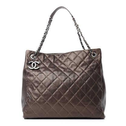 Chanel Iridescent Caviar Quilted Tall Chic Shopping Tote Dark Gold 1 of 14