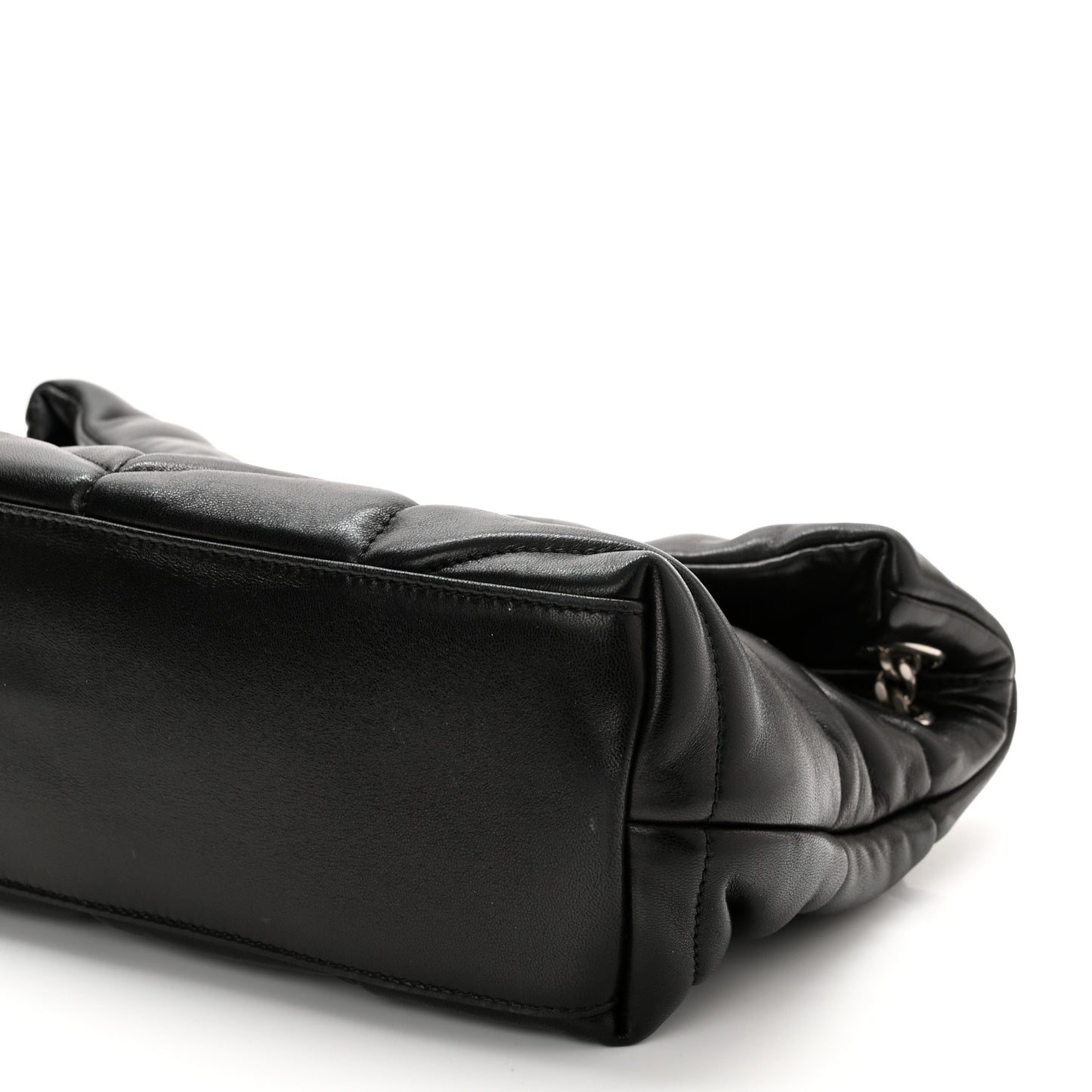 Lambskin Quilted Small Loulou Puffer Monogram Chain Satchel Black