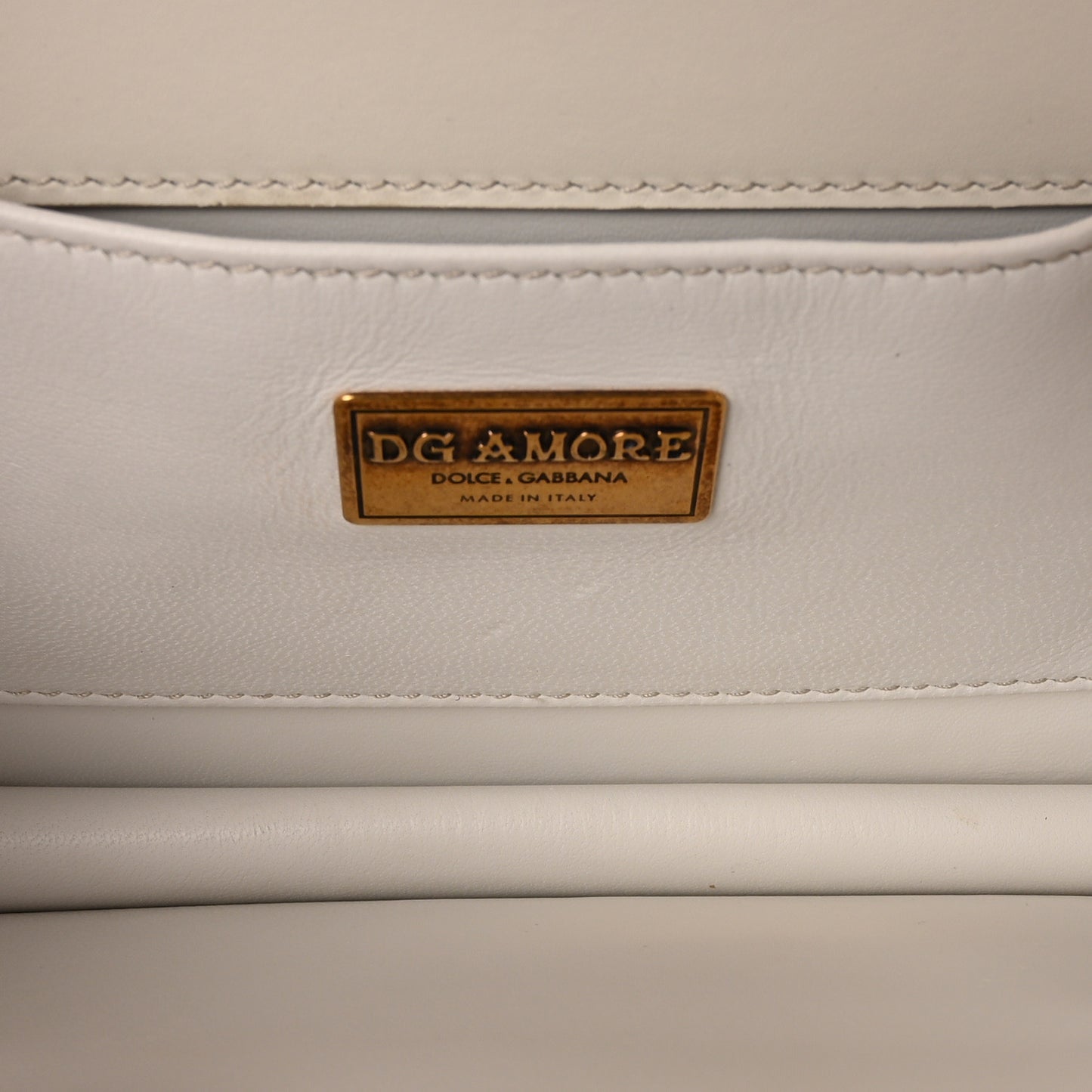 DOLCE GABBANA Smooth Calfskin Small DG Amore Envelope Bag White