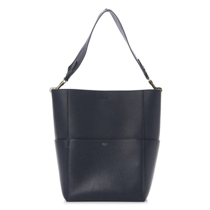 Celine Soft Grained Calfskin Sangle Bucket Bag Navy Blue 1 of 9