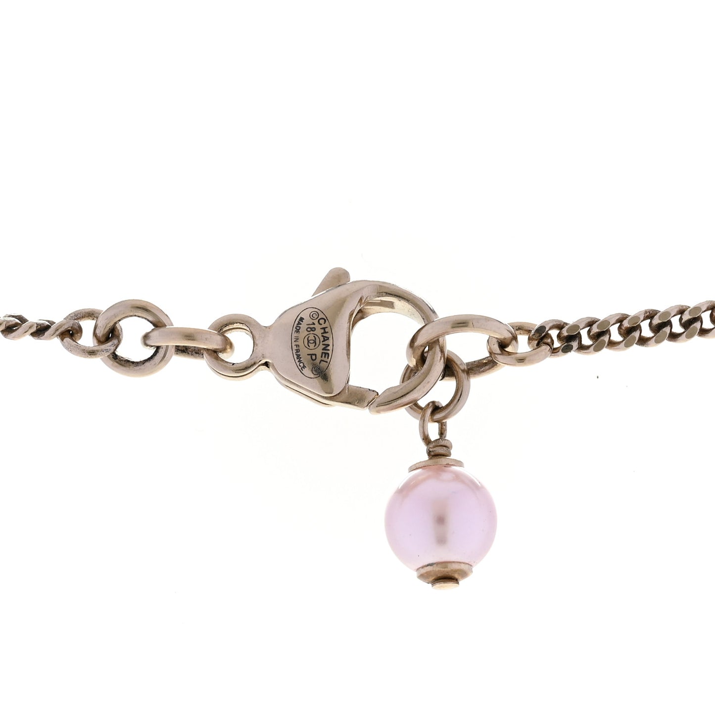 Enamel Pearl CC Ladybug Necklace Gold Pink