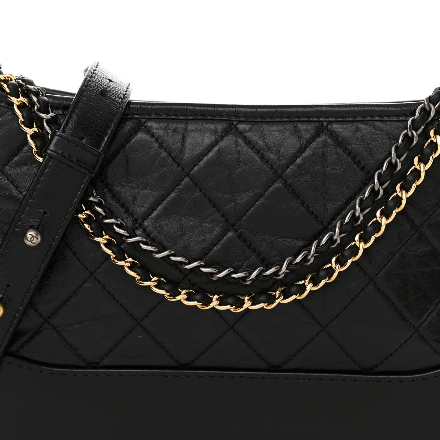 Aged Calfskin Quilted New Medium Gabrielle Hobo Black